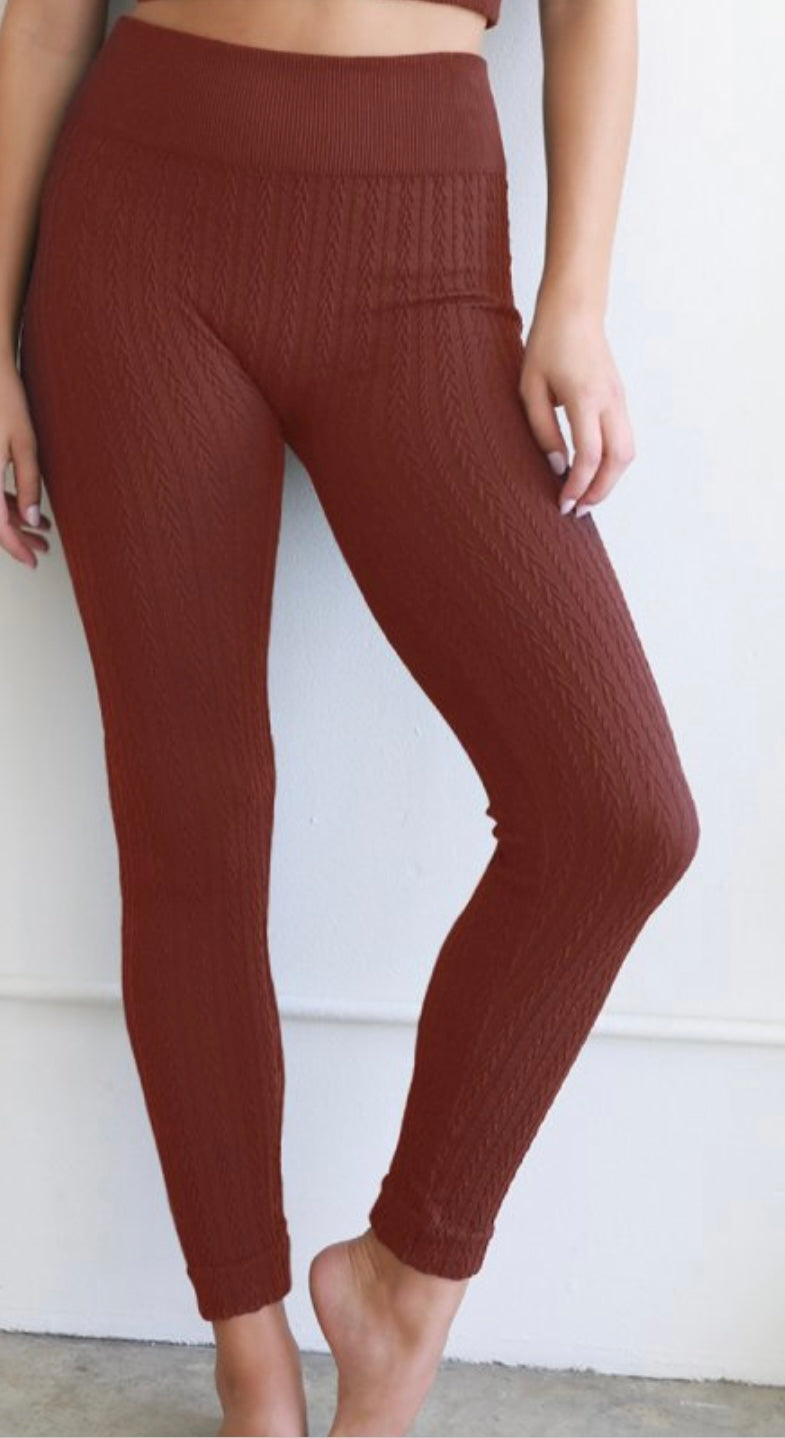 Brown cable knit leggings hotsell