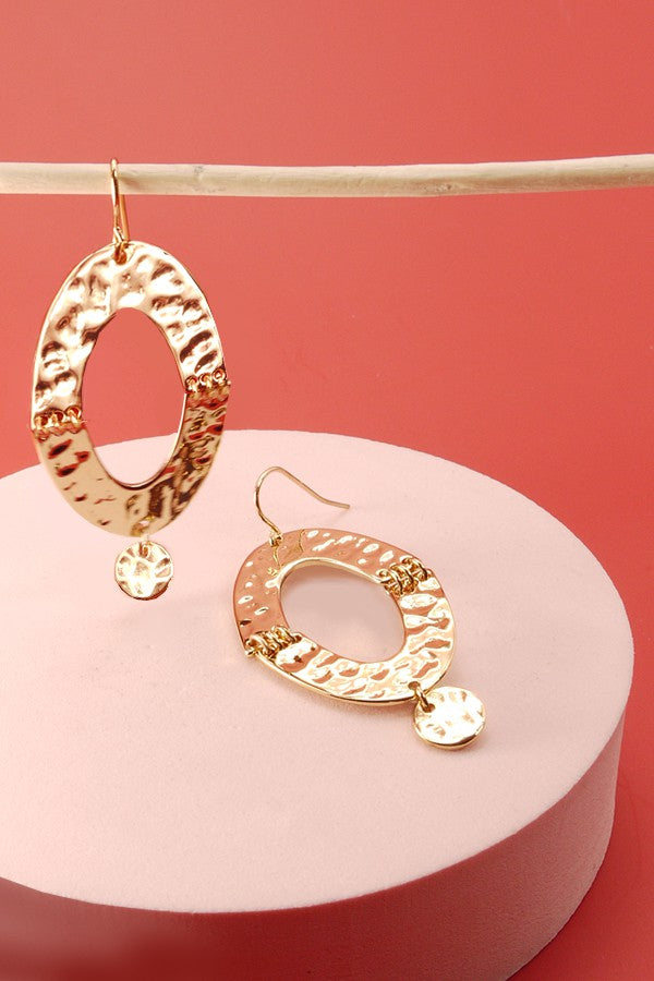 Hammered Gold Geo Earrings