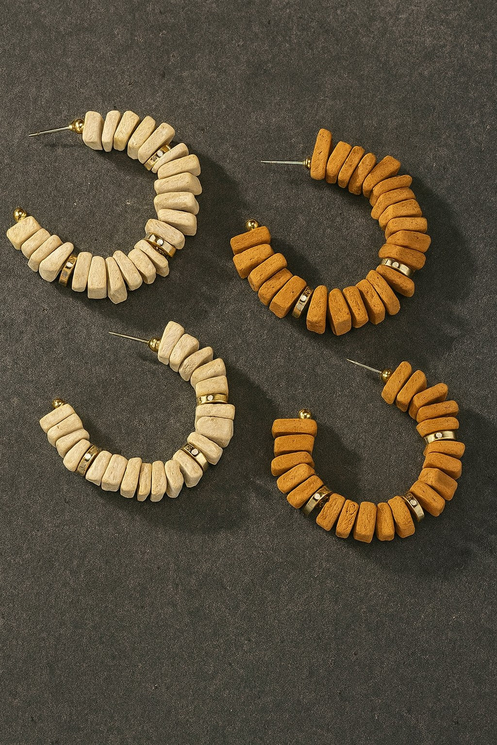Wood Chip Hoop Earrings
