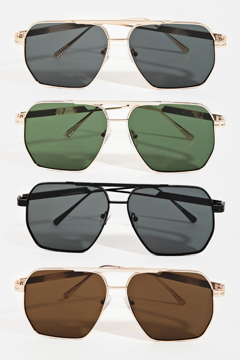 Metallic Frame Oversized Sunglasses