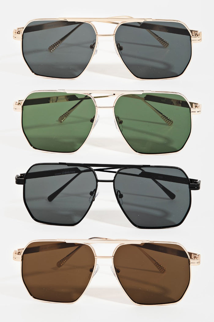 Metallic Frame Oversized Sunglasses