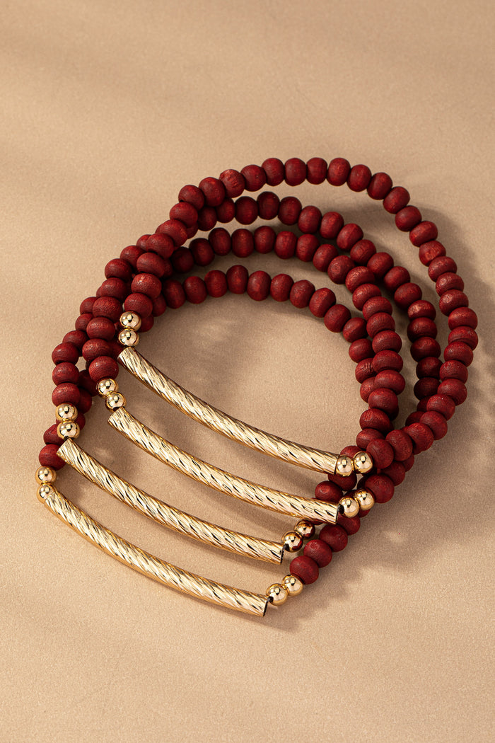 Wood Beaded Stretch Bracelets