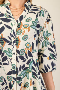 Navy Floral Printed Dress