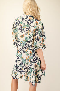 Navy Floral Printed Dress