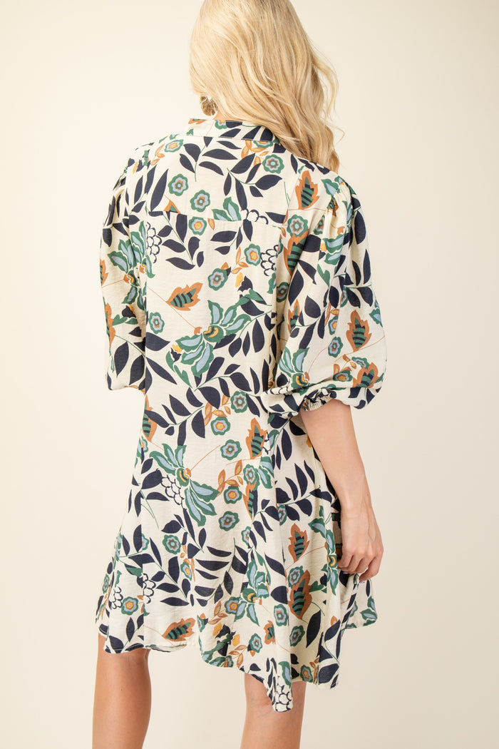Navy Floral Printed Dress