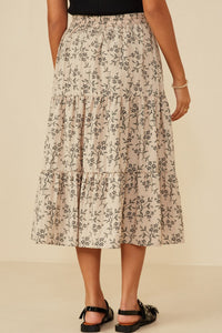 Taupe Floral Embroidered Skirt