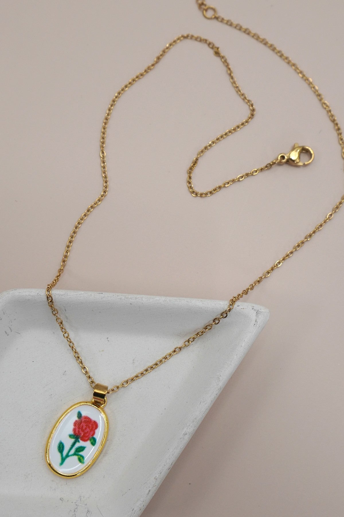 Ceramic Painted Gold Dipped Necklace
