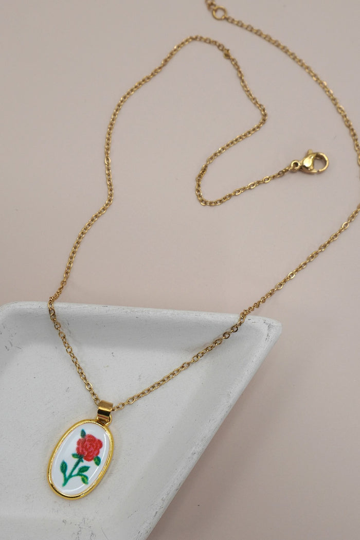Ceramic Painted Gold Dipped Necklace