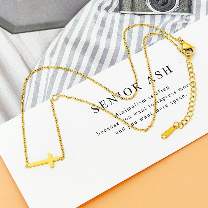 18K Rhinestone Cross Necklace