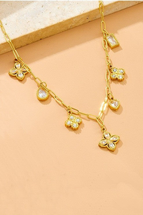 Rhinestone Cross Charm Necklace