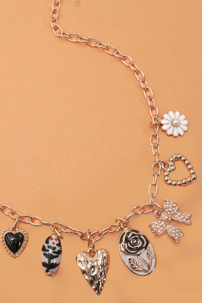 Pearl Bow Charm Necklace