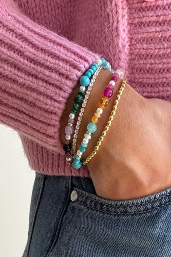 Multi Beaded Glass Colored Bracelet