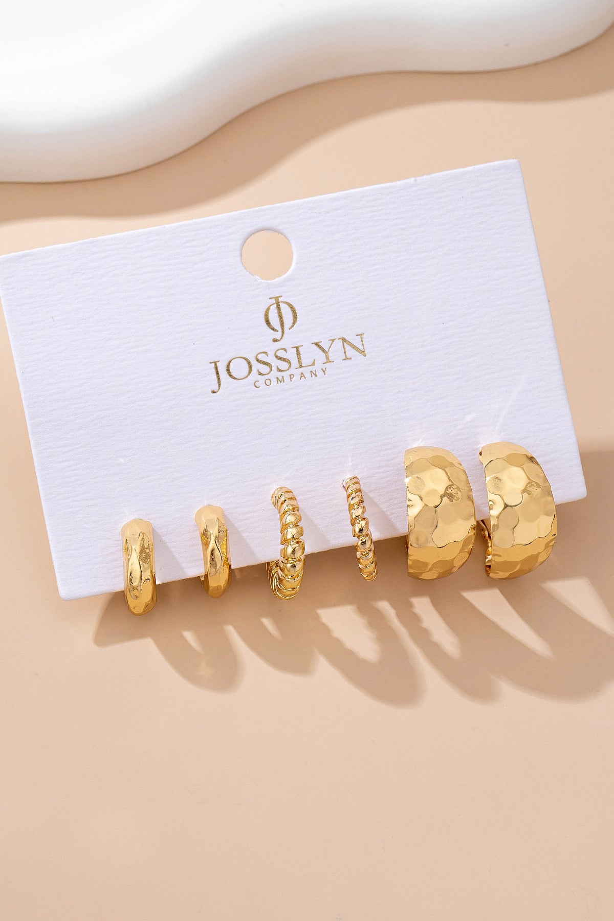 Gold Crescent Hoop Trio Earring Set