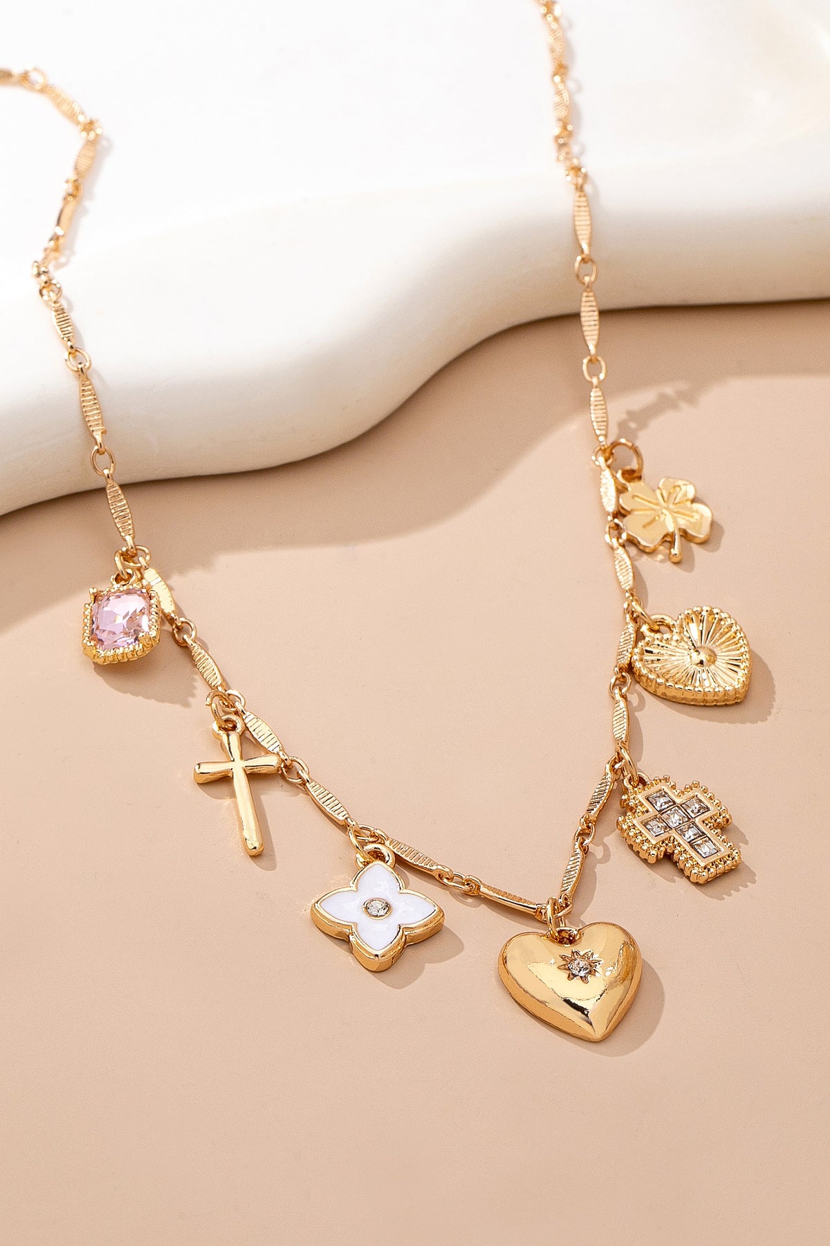 Heart and Cross Charm Necklace