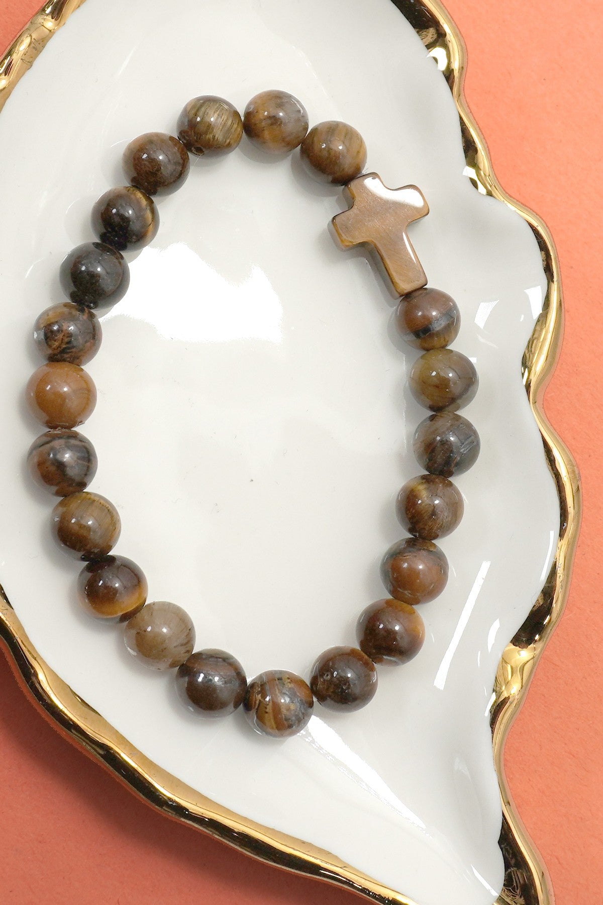 Boho Cross Charm Beaded Bracelet