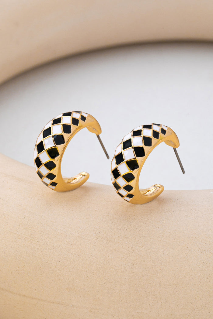Checkered Hoop Earrings