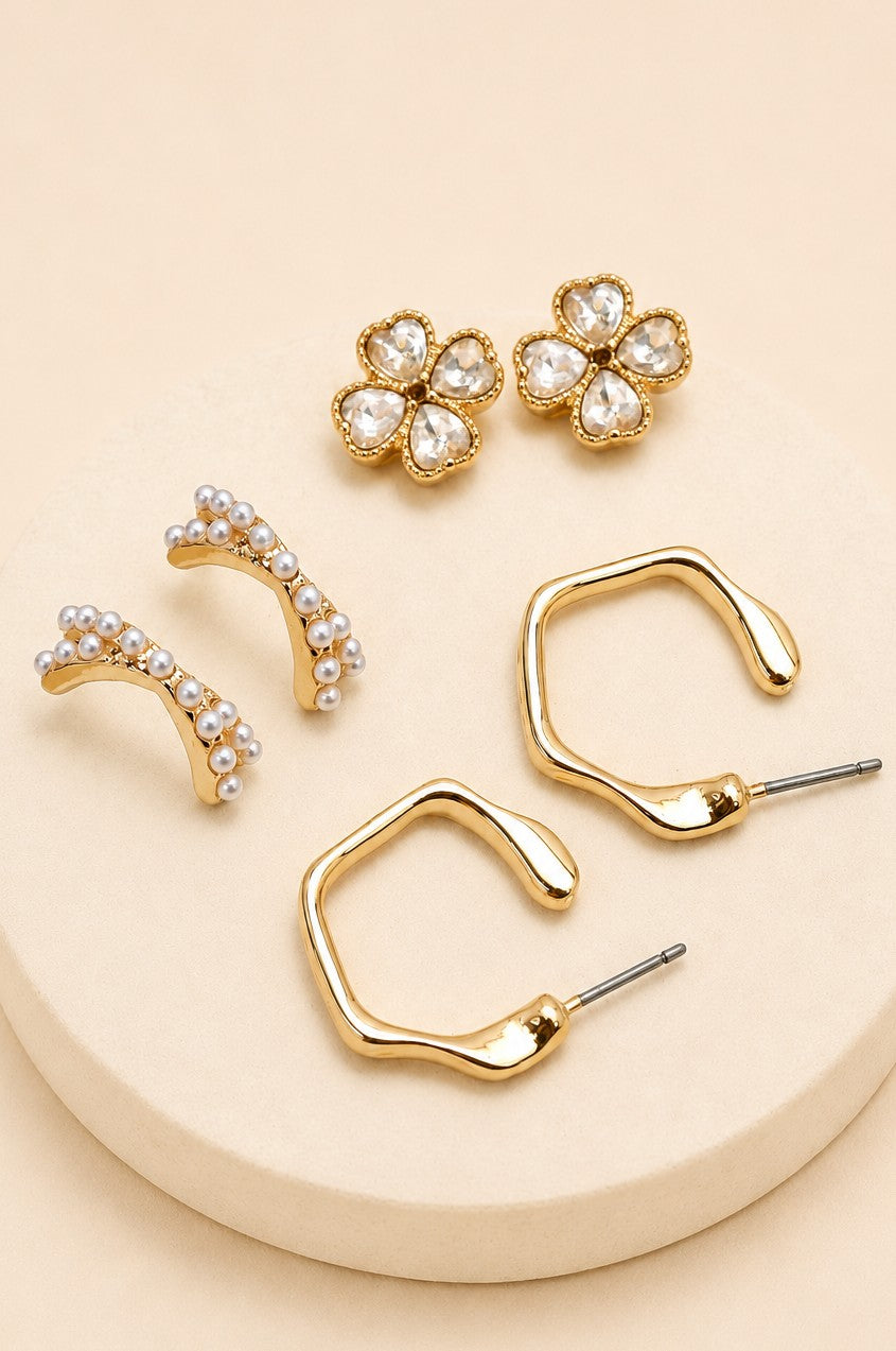 Floral Pearl Hoop Earrings