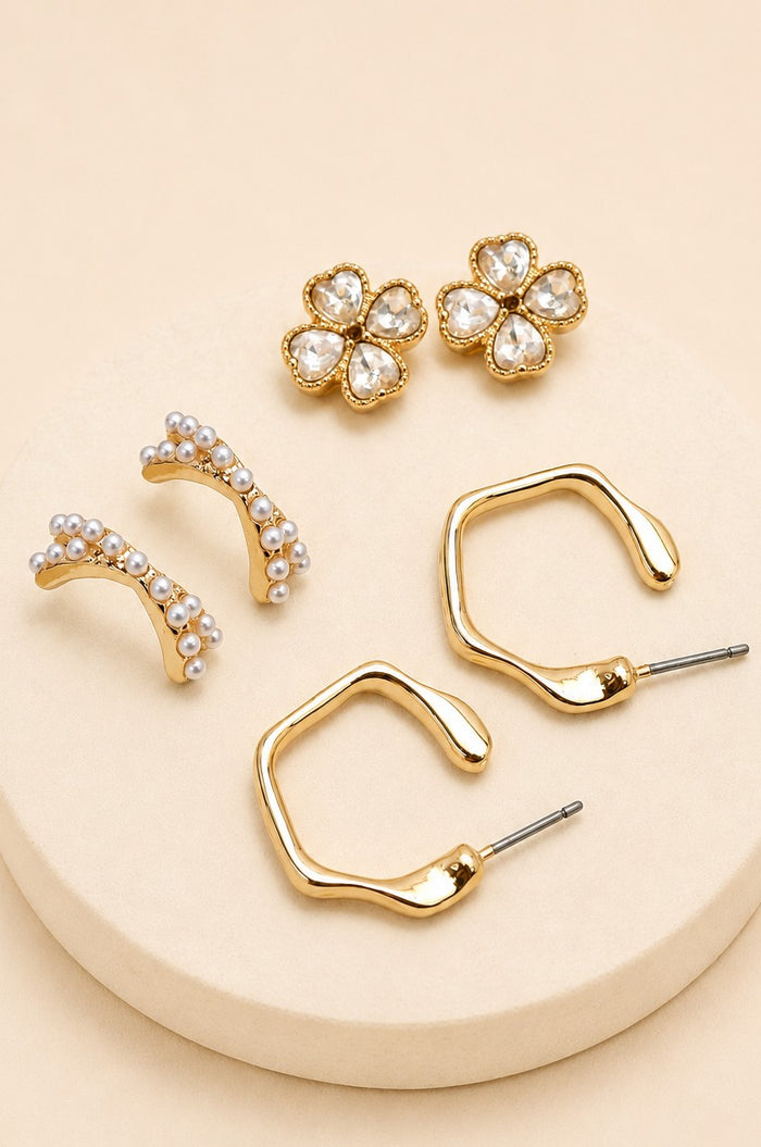 Floral Pearl Hoop Earrings