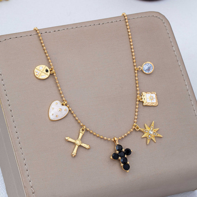 Cross Charm Ball Chain Necklace