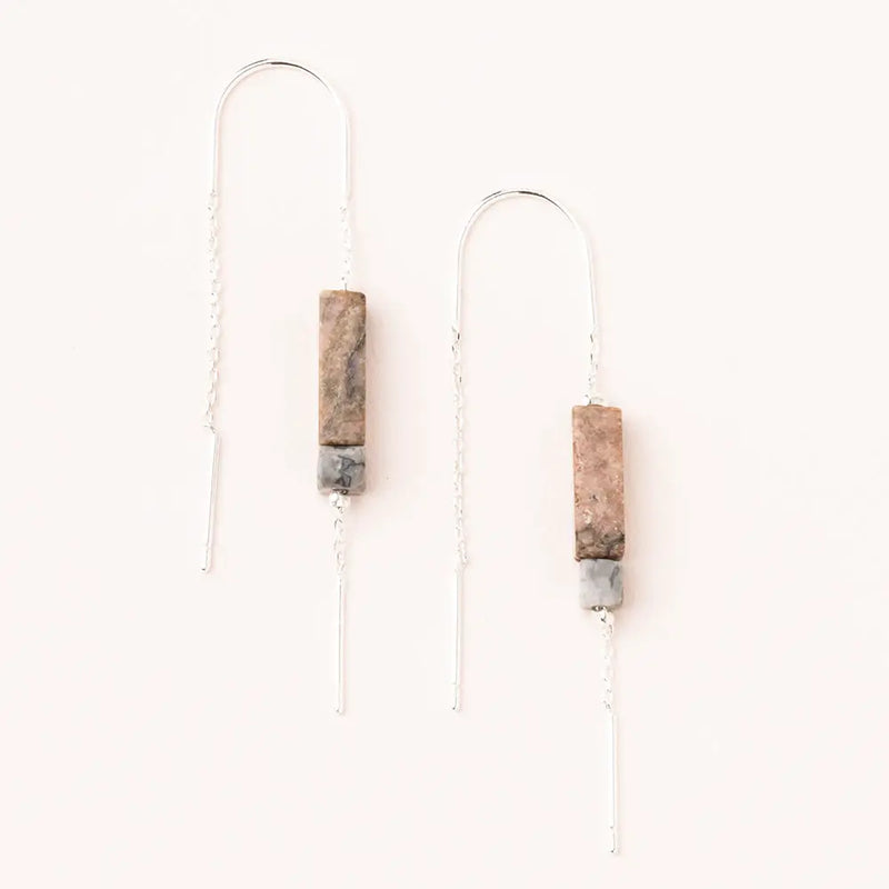 Rhodonite Stone Thread Earring