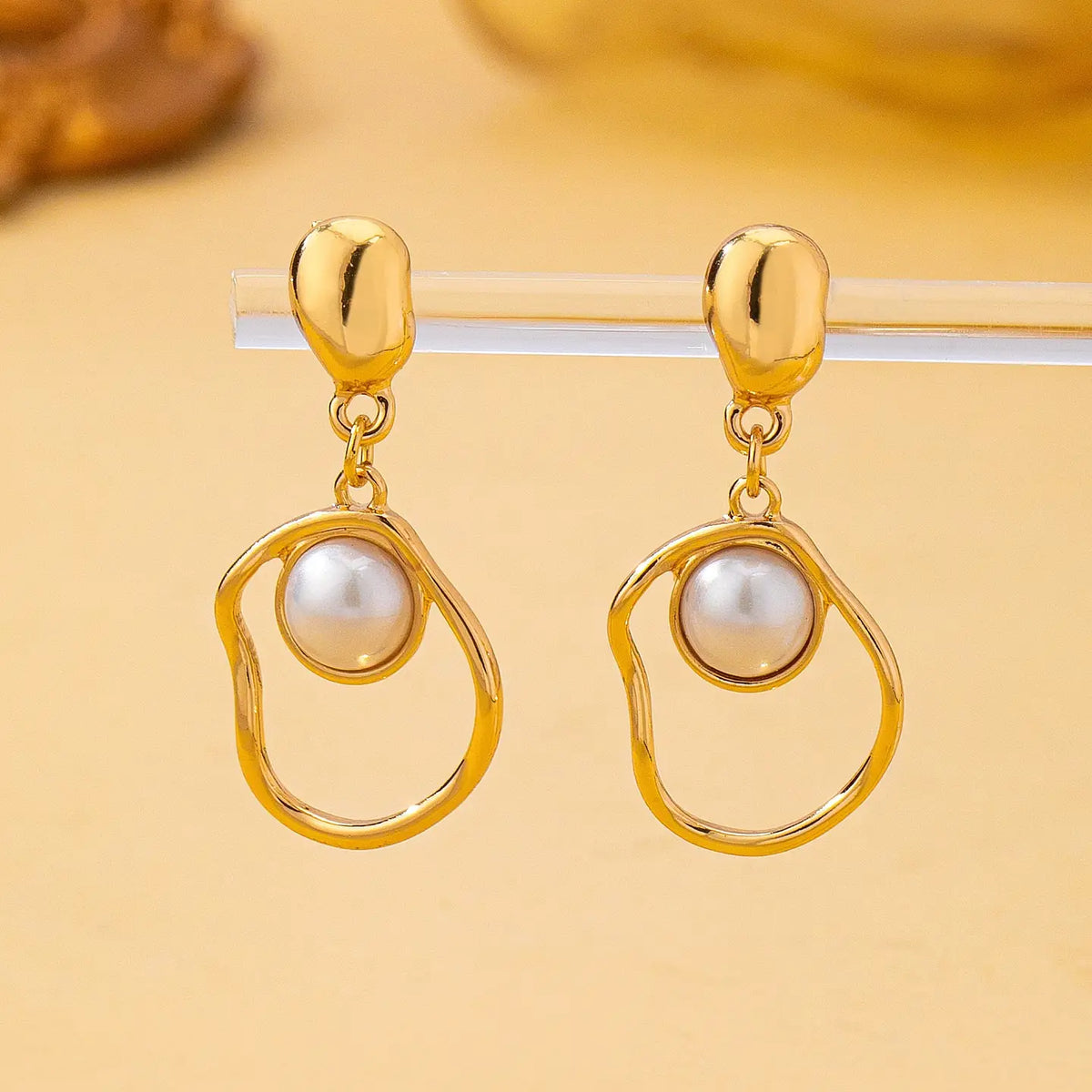 Abstract Pearl Drop Earring