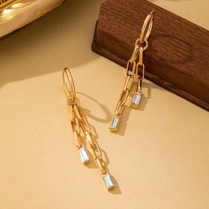 Paperclip Rhinestone Earrings