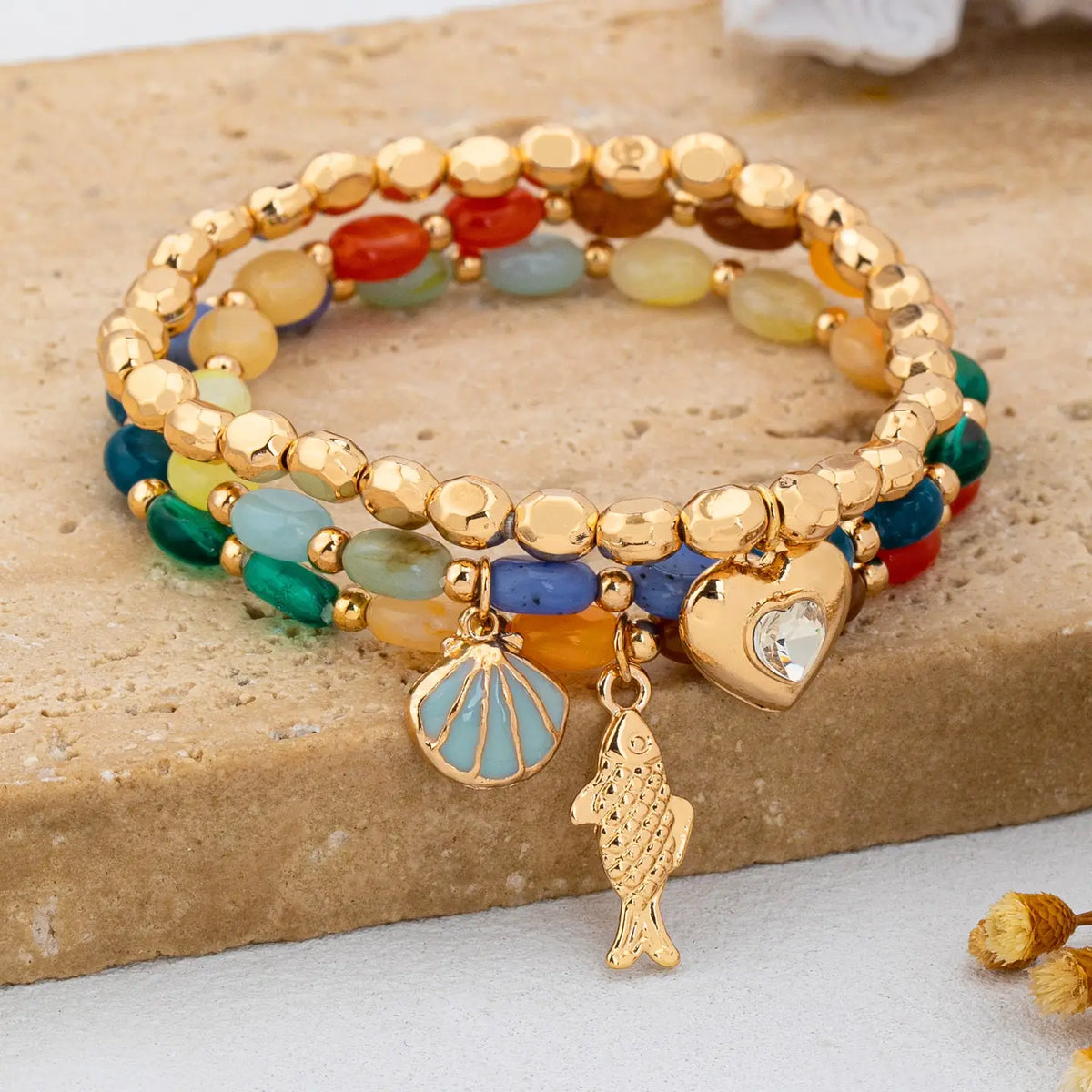 Multi Beaded Charm Bracelet