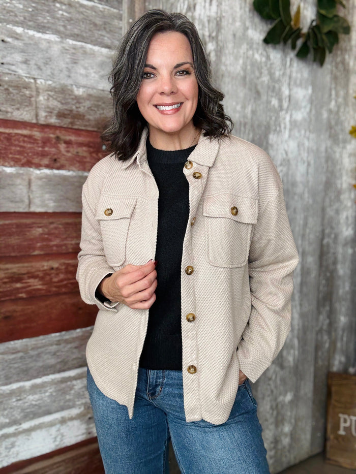 Taupe Textured Shacket