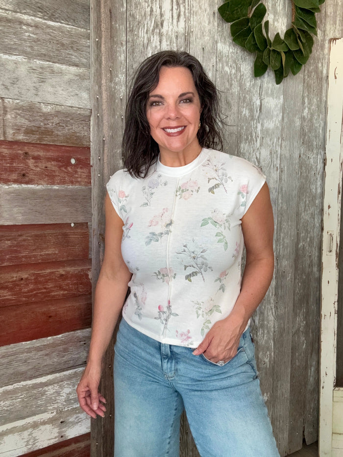 Ivory Floral Knit Top