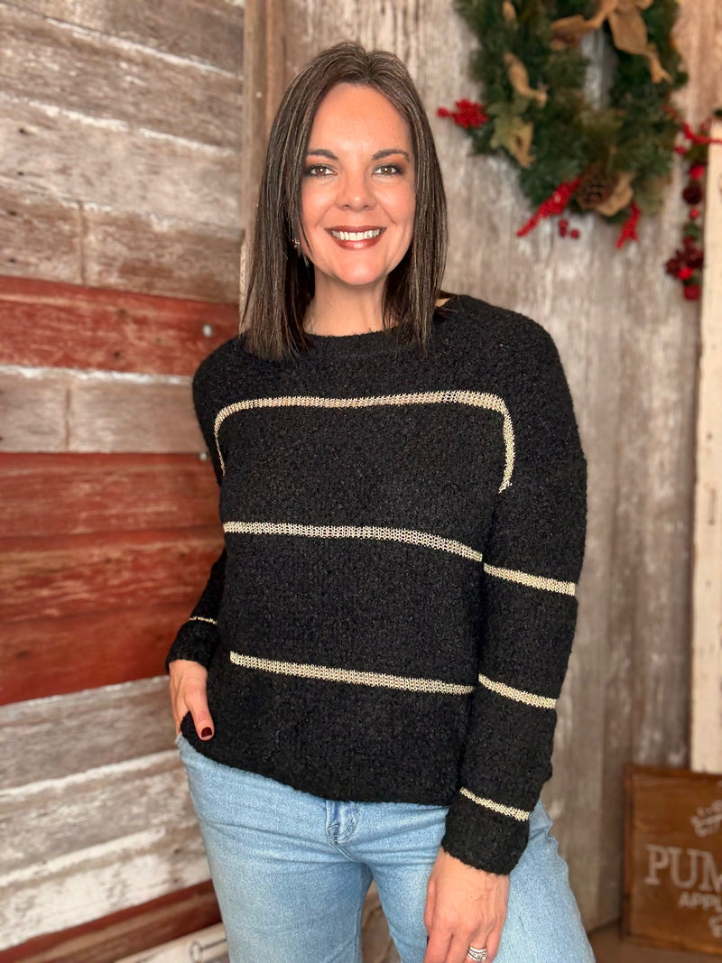 Metallic Lurex Striped Sweater