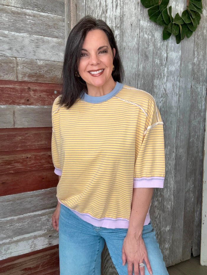 Banana Striped Terry Pullover