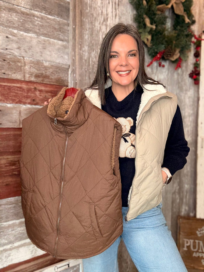 Quilted Fleece Lined Puffer Vest