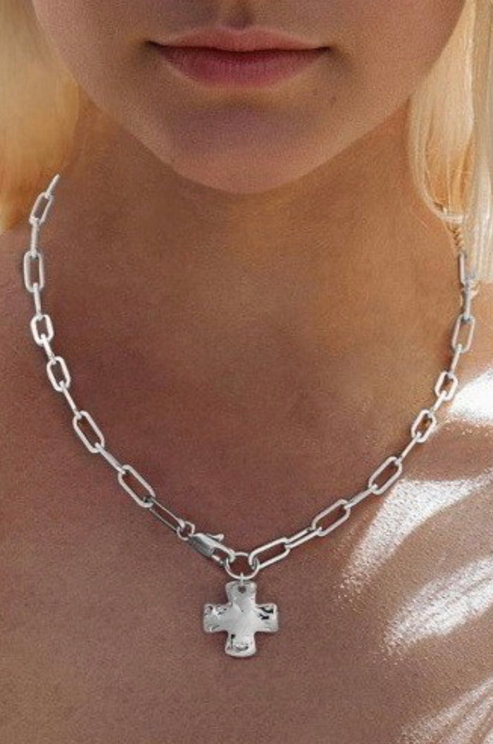 Hammered Cross Necklace