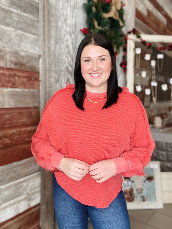 Poppy Seed Textured Thermal Knit Top