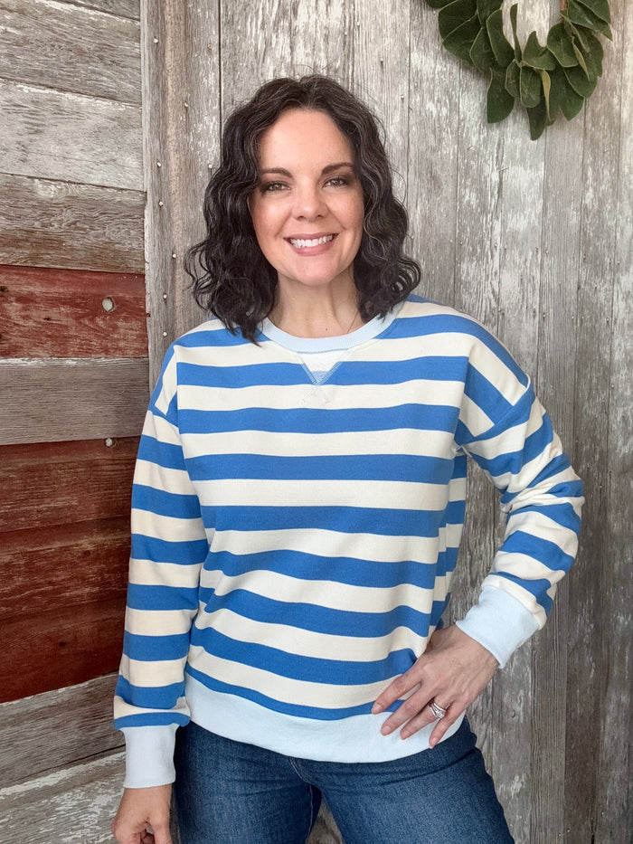 French Terry Striped Sweatshirt