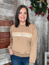 Light Mocha Retro Ombre Striped Sweatshirt
