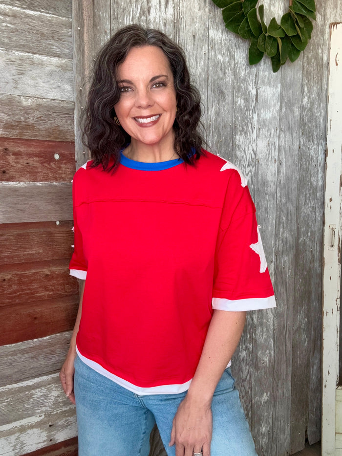Americana Star Patch Top
