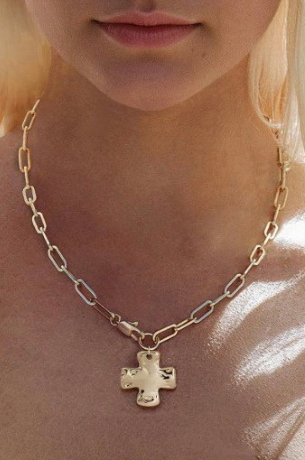 Hammered Cross Necklace