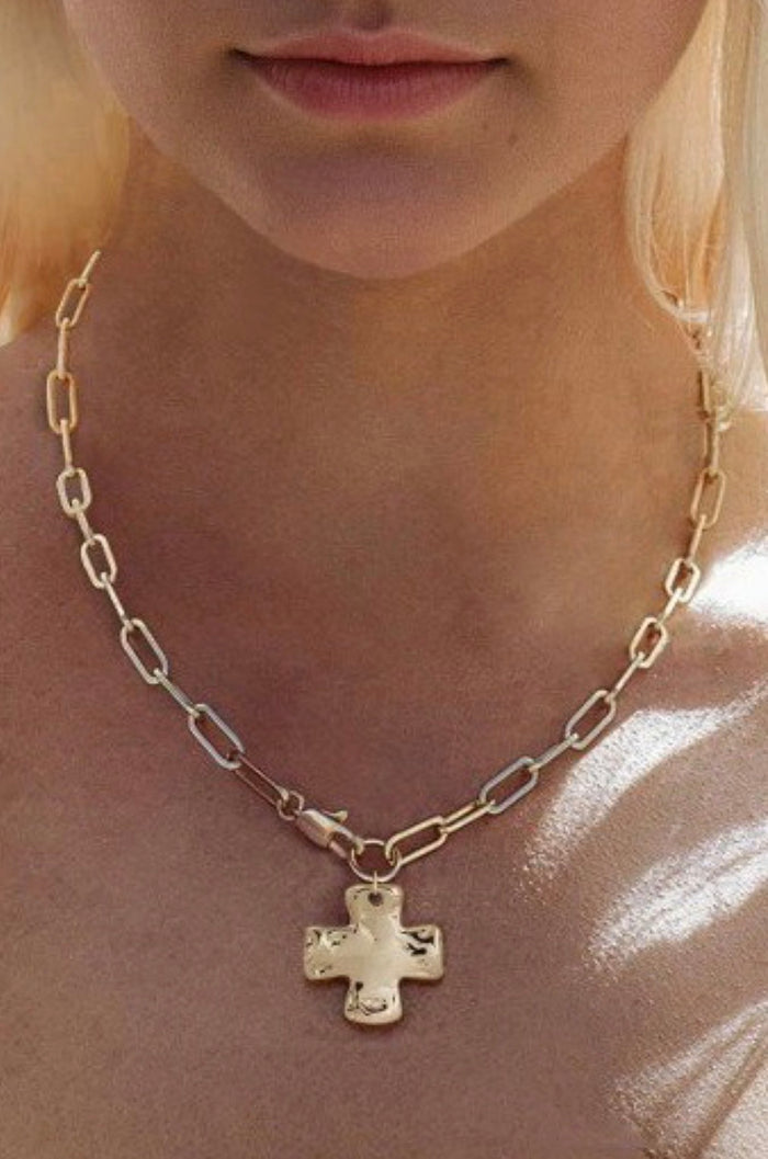 Hammered Cross Necklace