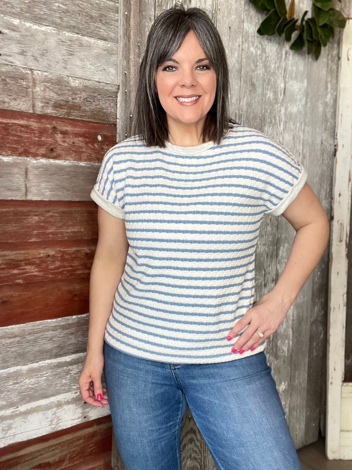 Chambray Striped Top