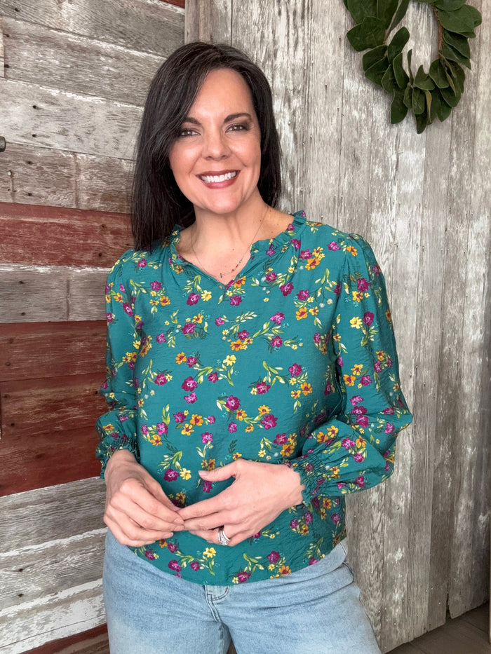 Seafoam Floral Blouse