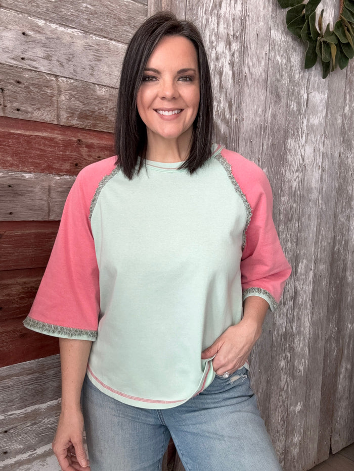 Sage Color Block Pullover