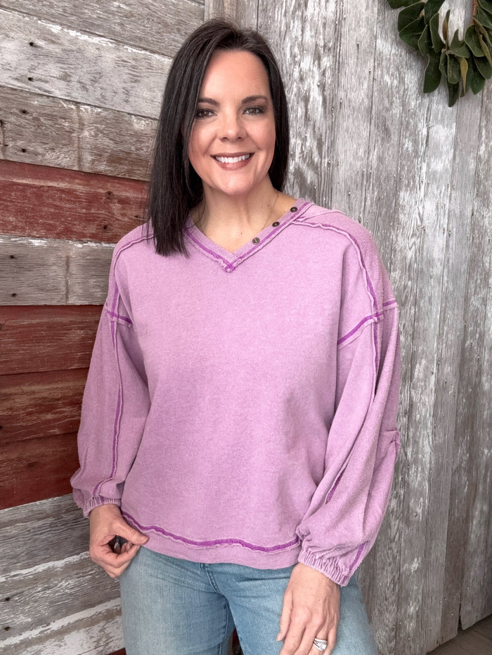 Button Detailed French Terry Pullover