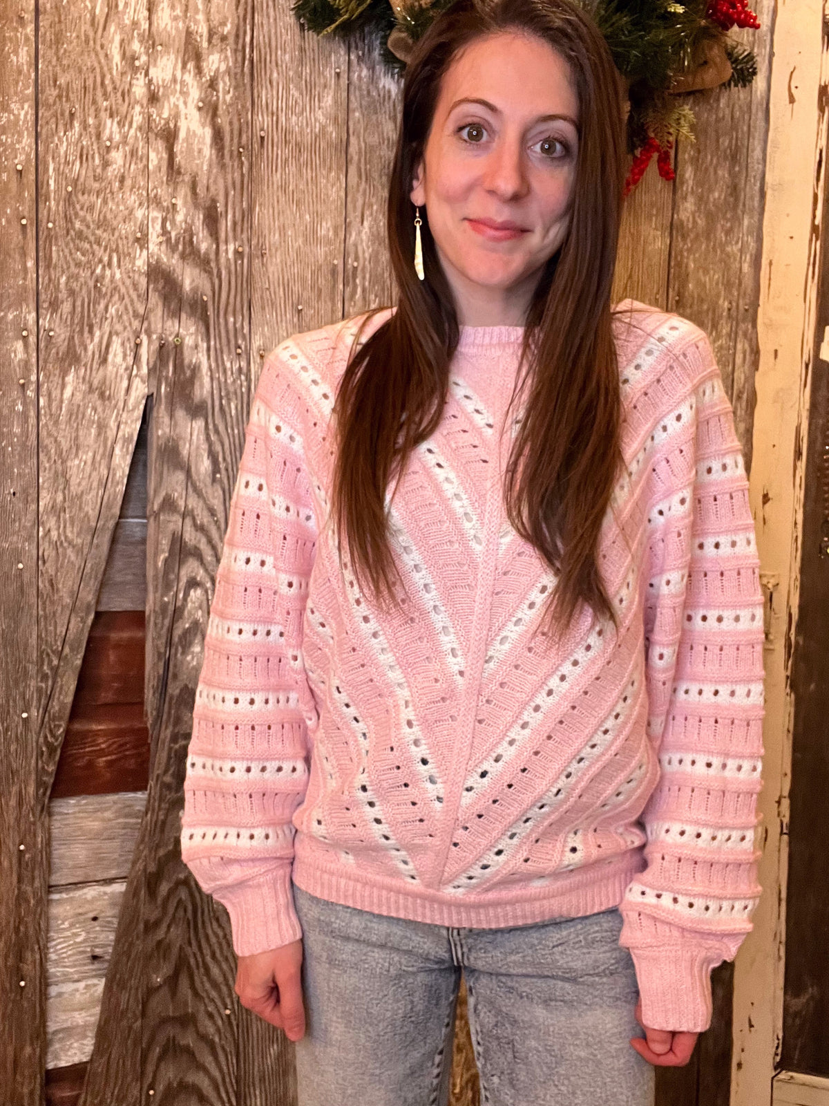 Crochet Long Sleeve Sweater (Two Color Choices)
