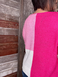 Color Block V Neck Knit Sweater