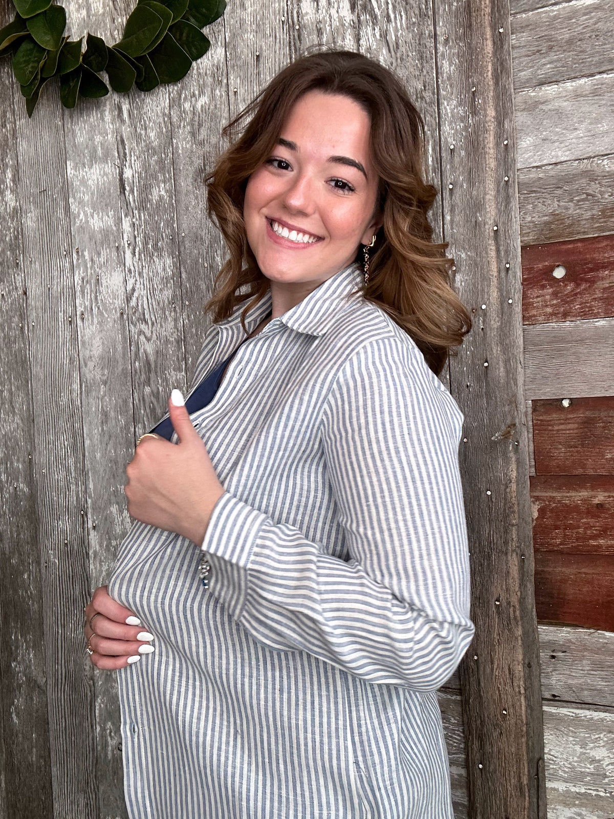 Striped Linen Button Up Top (Two Color Choices)