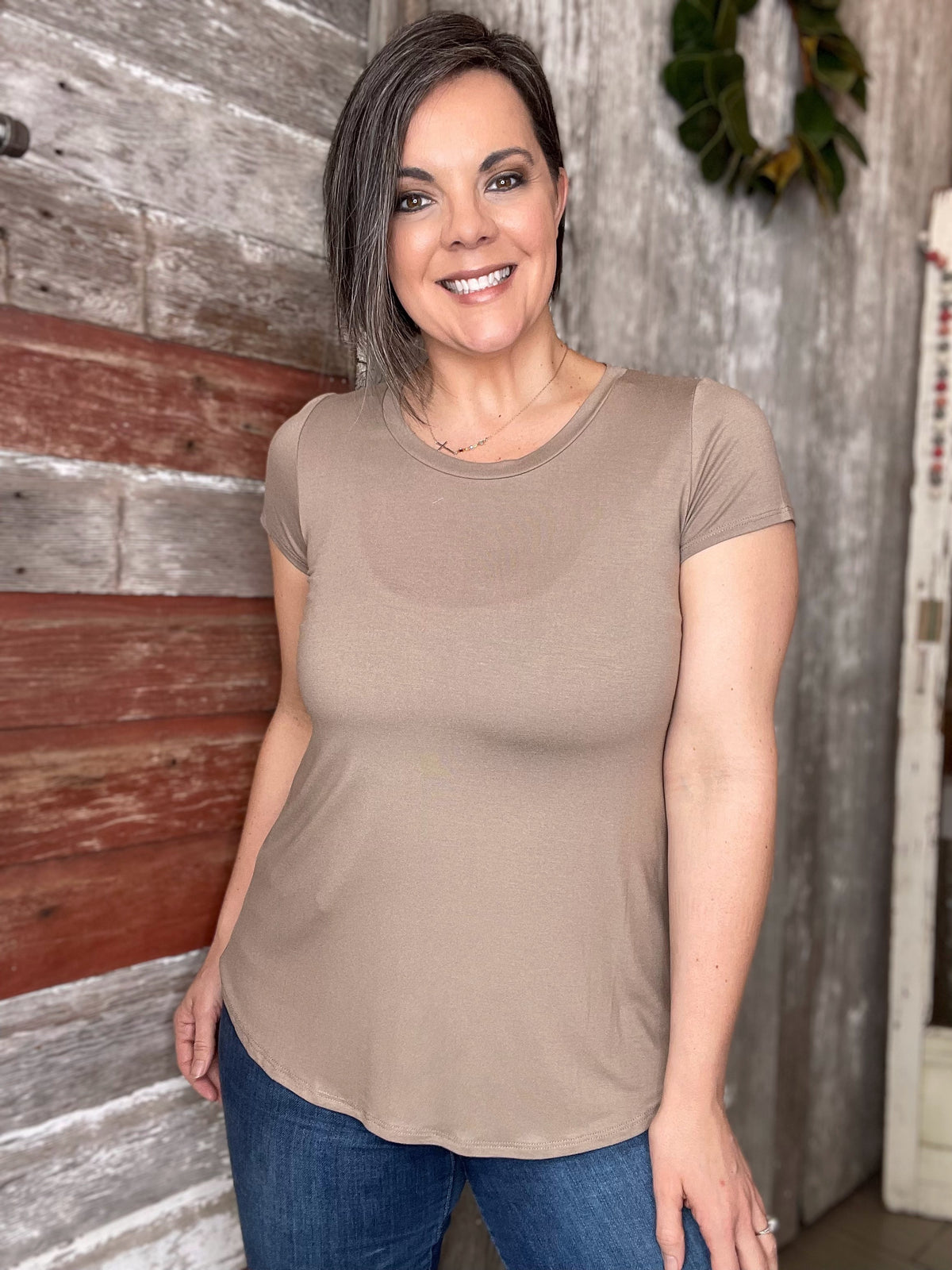 Capped Sleeve Basic Top (Three Color Choices)