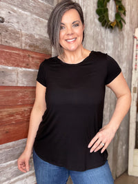 Capped Sleeve Basic Top (Three Color Choices)