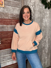 Molly Striped Kangaroo Pocket Pullover