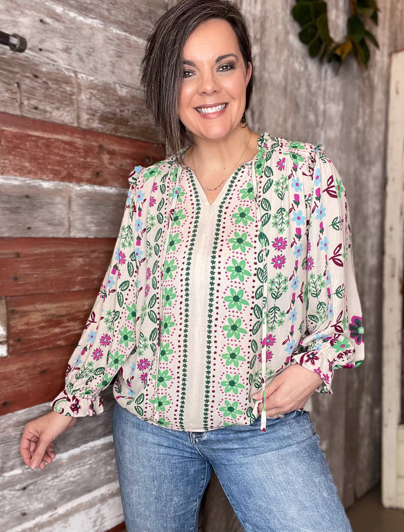 Taupe Printed Woven Blouse